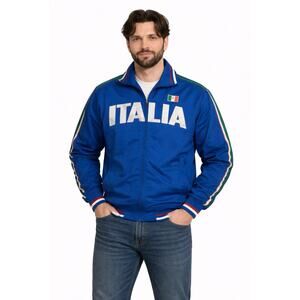 Futbol Italia Track Jacket Zip Up Blue Tricolor Stripes Logo Men’s Sz S Soccer